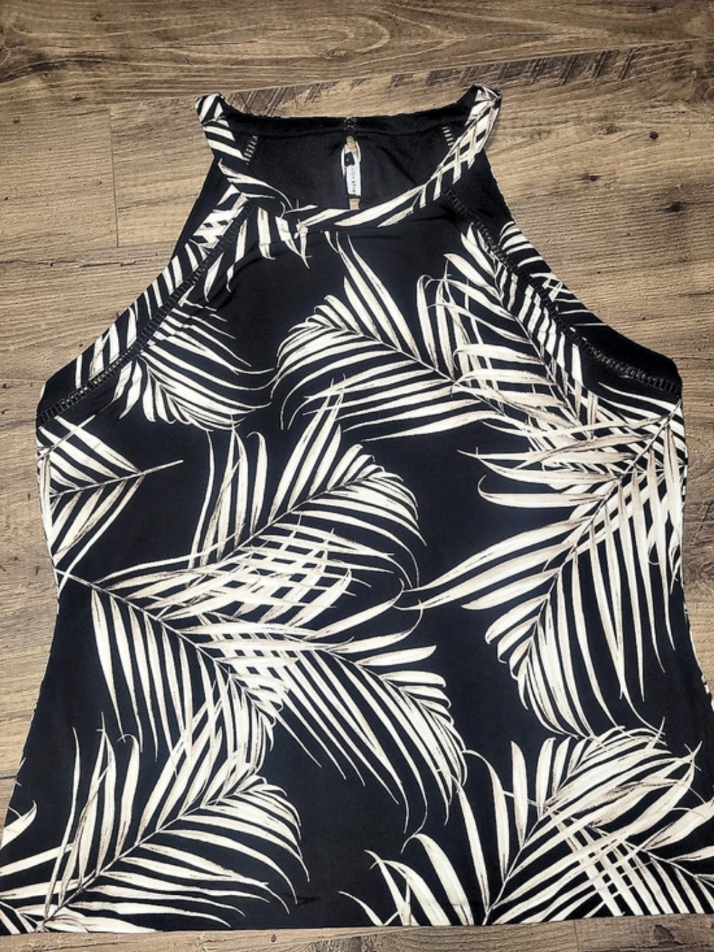 White House Black Market Palm Print Jersey Knit Halter Top